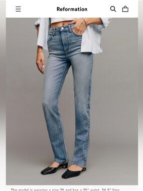 Reformation Straight-Leg Jeans in Light Blue Wash